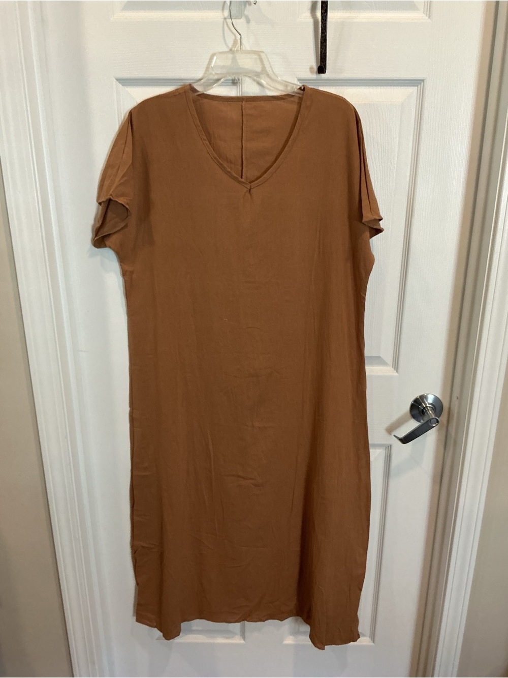 Simple V-Neck Casual Midi Dress